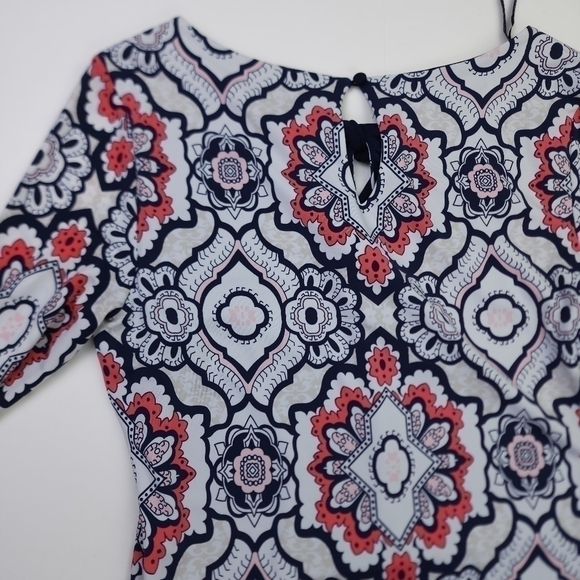 Liz Claiborne Blue White Coral Geodesic Print Dress Sz S - Picture 7 of 14